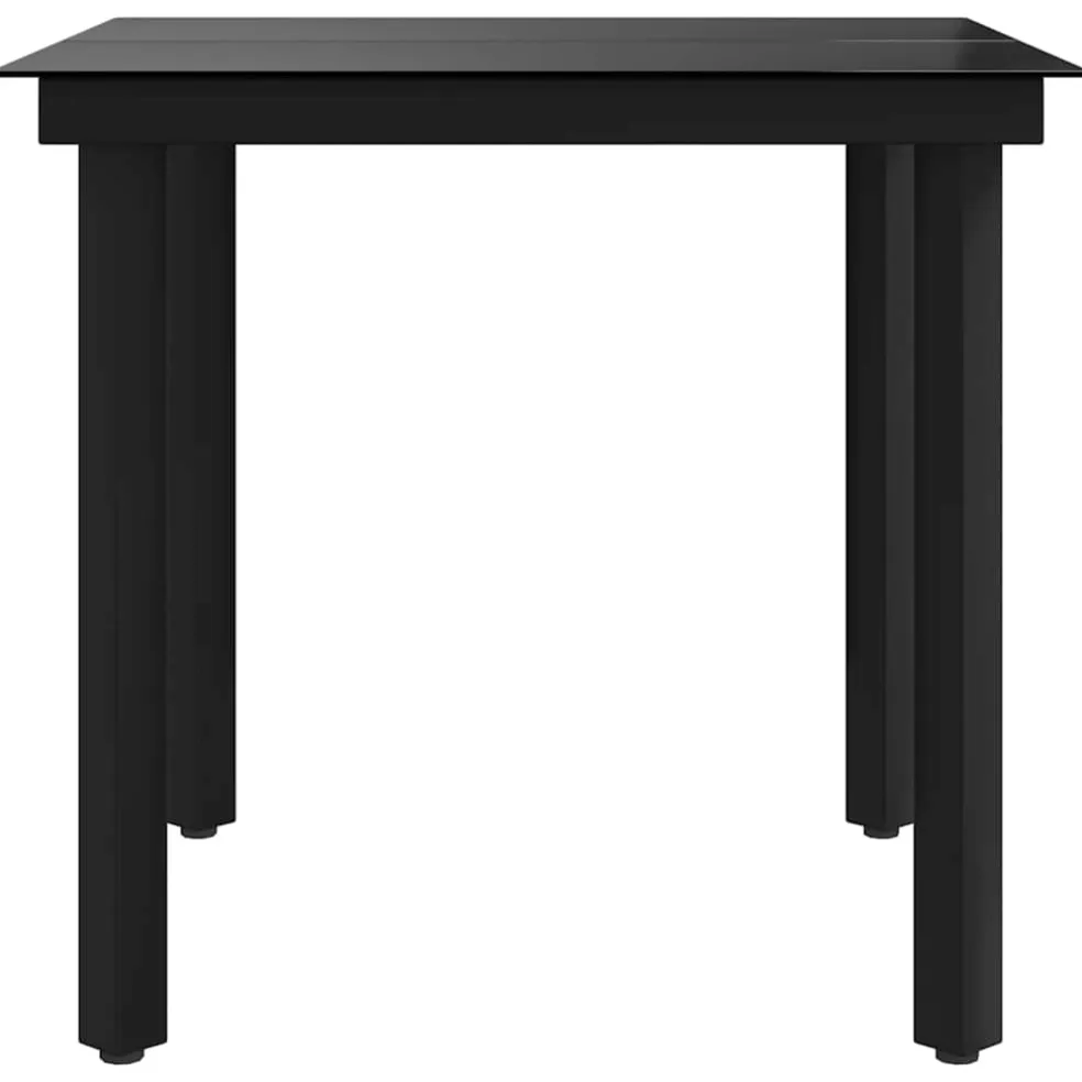 vidaXL Tuintafel 80x80x74 cm staal en glas zwart