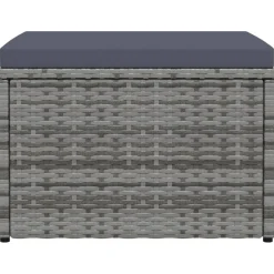vidaXL Tuinvoetenbank met kussen poly rattan grijs