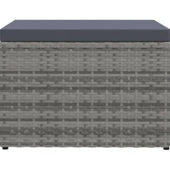 vidaXL Tuinvoetenbank met kussen poly rattan grijs
