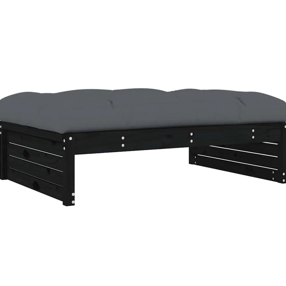 vidaXL Tuinvoetenbank 120x80 cm massief grenenhout zwart