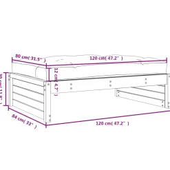 vidaXL Tuinvoetenbank 120x80 cm massief grenenhout zwart