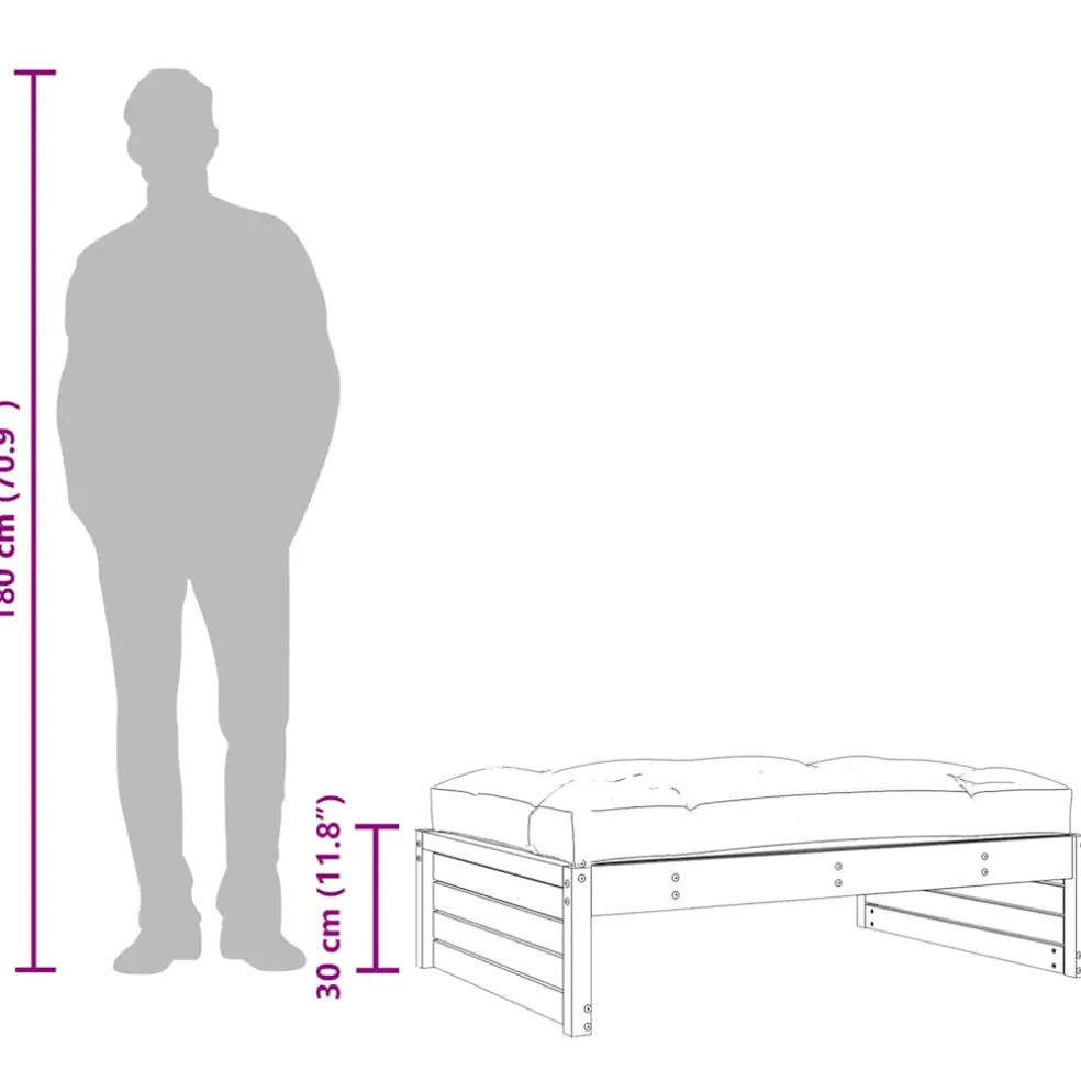 vidaXL Tuinvoetenbank 120x80 cm massief grenenhout zwart
