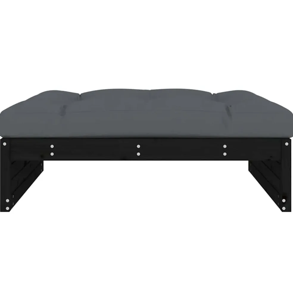 vidaXL Tuinvoetenbank 120x80 cm massief grenenhout zwart