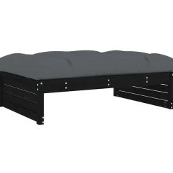 vidaXL Tuinvoetenbank 120x80 cm massief grenenhout zwart