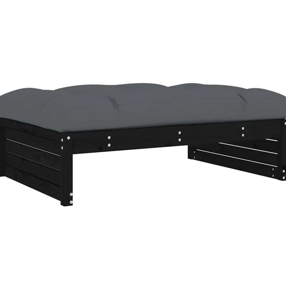 vidaXL Tuinvoetenbank 120x80 cm massief grenenhout zwart
