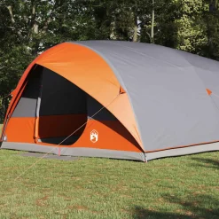 vidaXL Tunnel tent 10-persoons Grijs en Oranje taft Waterdicht