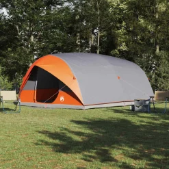 vidaXL Tunnel tent 10-persoons Grijs en Oranje taft Waterdicht