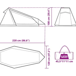 vidaXL Tunneltent 1-persoons waterdicht groen