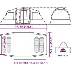 vidaXL Tunneltent 4-persoons waterdicht camouflage