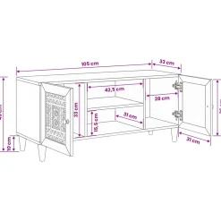 vidaXL TV Eenheden Licht Bruin 105 x 33 x 46 cm Massief Mango Hout