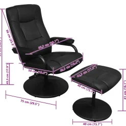 vidaXL Tv-fauteuil met voetenbankje kunstleer zwart