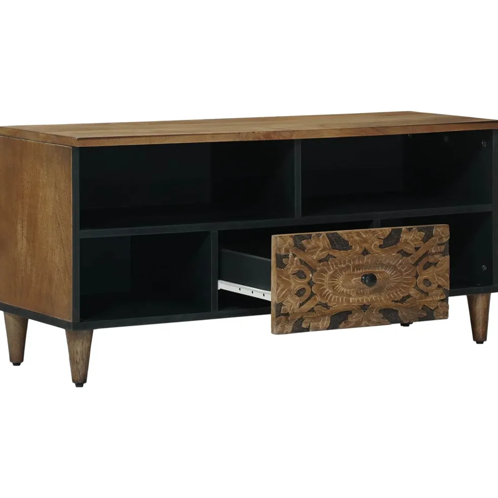 vidaXL TV-kast Bruin 100 x 33 x 46 cm Massief Mango Hout