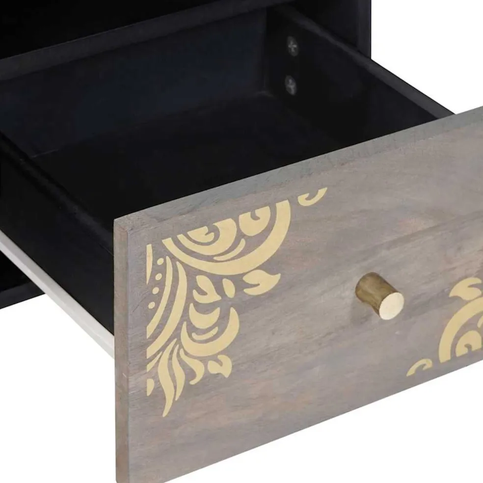 vidaXL TV-kast Grijs 100 x 33 x 46 cm Massief Mango Hout