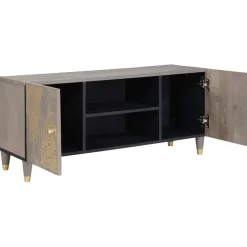 vidaXL TV-kast Grijs 105 x 33 x 46 cm Massief Mango Hout