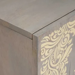 vidaXL TV-kast Grijs 105 x 33 x 46 cm Massief Mango Hout