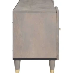 vidaXL TV-kast Grijs 105 x 33 x 46 cm Massief Mango Hout