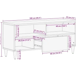 vidaXL TV-kast Honingbruin 100 x 33 x 46 cm Massief Mango Hout