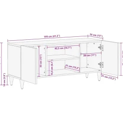 vidaXL TV-kast Honingbruin 105 x 33 x 46 cm Massief Mango Hout