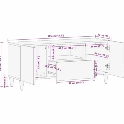 vidaXL TV-kast Honingbruin 105 x 33 x 46 cm Massief Mango Hout