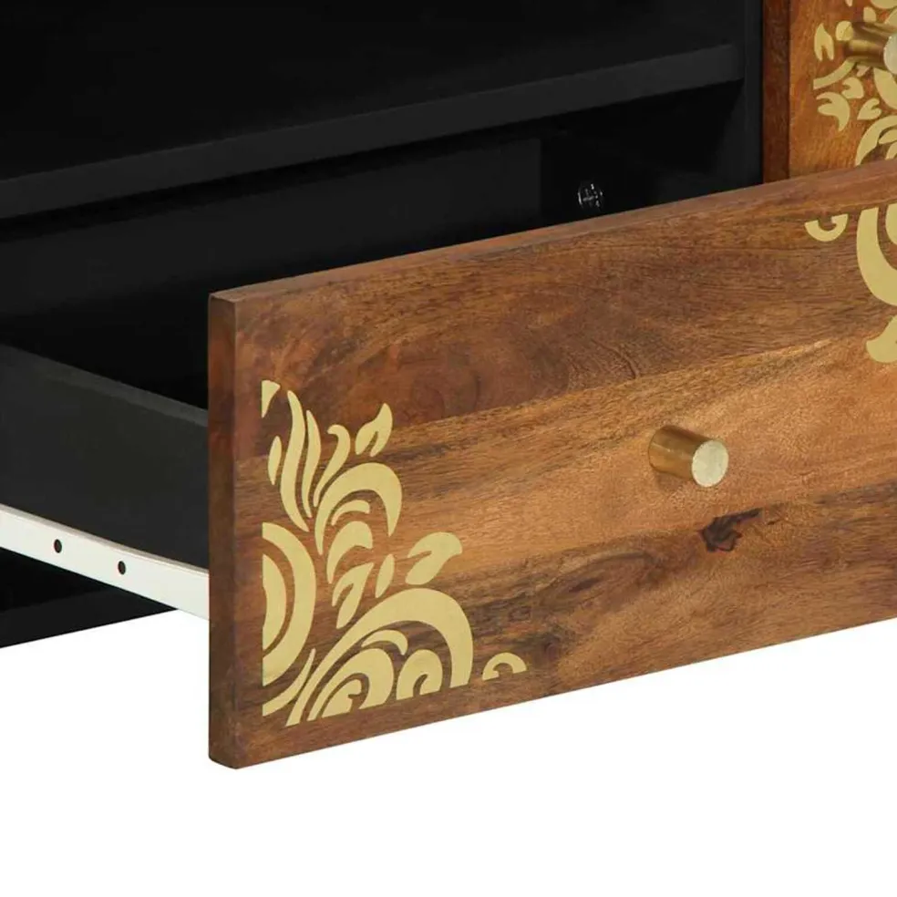 vidaXL TV-kast Honingbruin 105 x 33 x 46 cm Massief Mango Hout