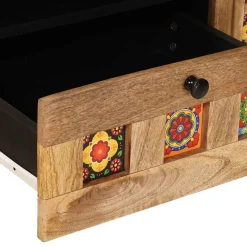 vidaXL TV-kast met lade Naturel 105 x 33,5 x 46 cm Massief Mango Hout