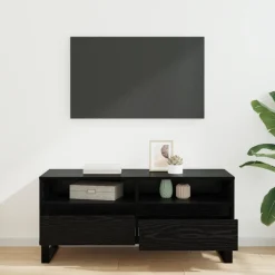 vidaXL TV-kast met lade Zwart Eiken 100 x 34,5 x 44,5 cm