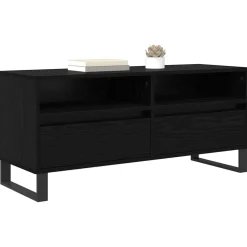 vidaXL TV-kast met lade Zwart Eiken 100 x 34,5 x 44,5 cm