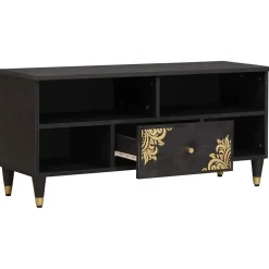 vidaXL TV-kast met lade Zwart 100 x 33 x 46 cm Massief Mango Hout