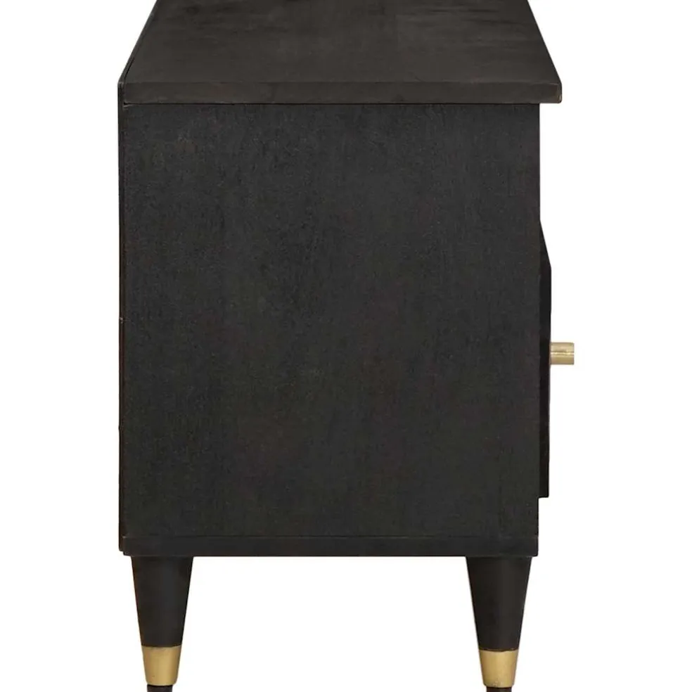 vidaXL TV-kast met lade Zwart 100 x 33 x 46 cm Massief Mango Hout