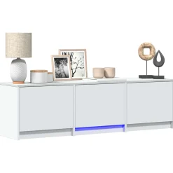 vidaXL TV-kast met LED 140 x 34 x 40 cm Wit Geconstrueerd hout