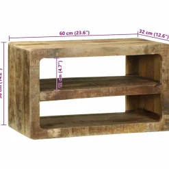 vidaXL TV-kast met plank Bruin 60 x 32 x 36 cm Massief mangohout