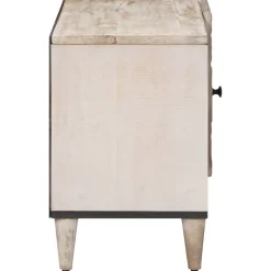 vidaXL TV-kast met plank Wit 80 x 31,5 x 46 cm Massief Mango Hout