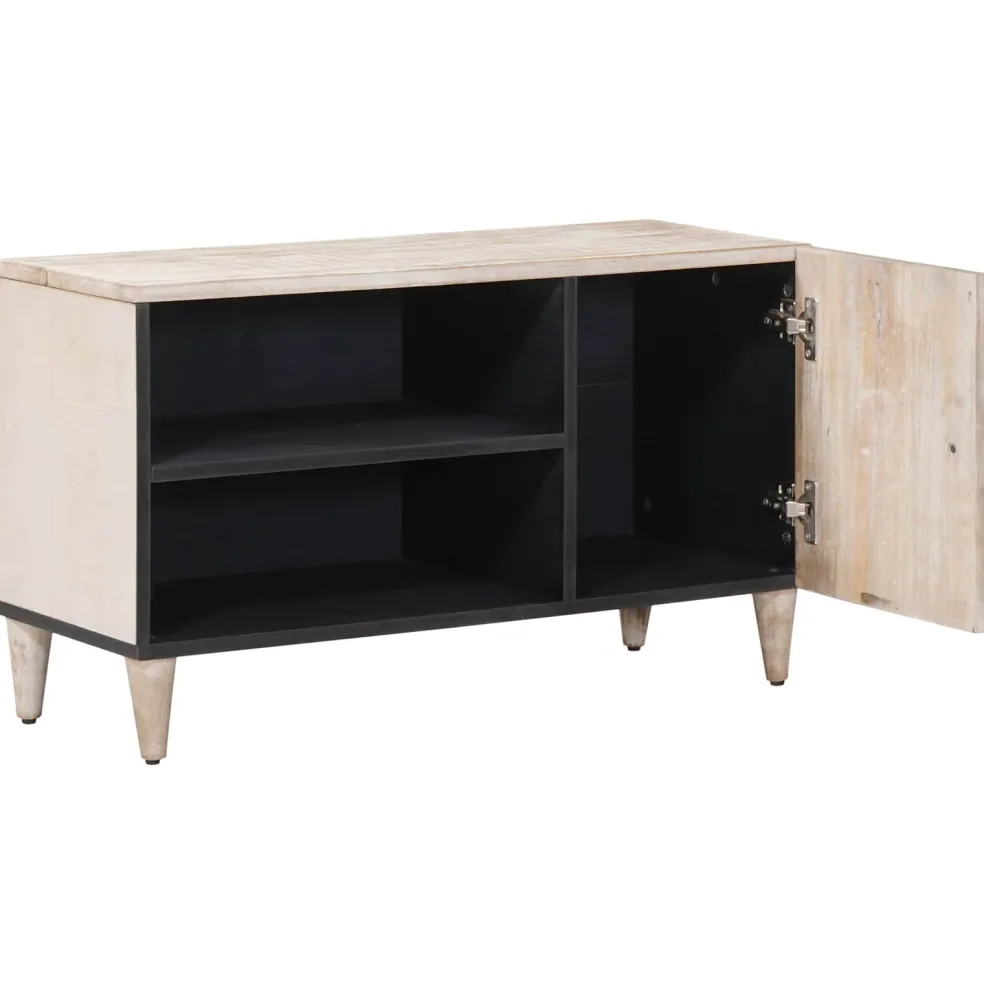vidaXL TV-kast met plank Wit 80 x 31,5 x 46 cm Massief Mango Hout