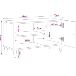 vidaXL TV-kast met plank Wit 80 x 31,5 x 46 cm Massief Mango Hout