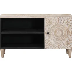 vidaXL TV-kast met plank Wit 80 x 31,5 x 46 cm Massief Mango Hout