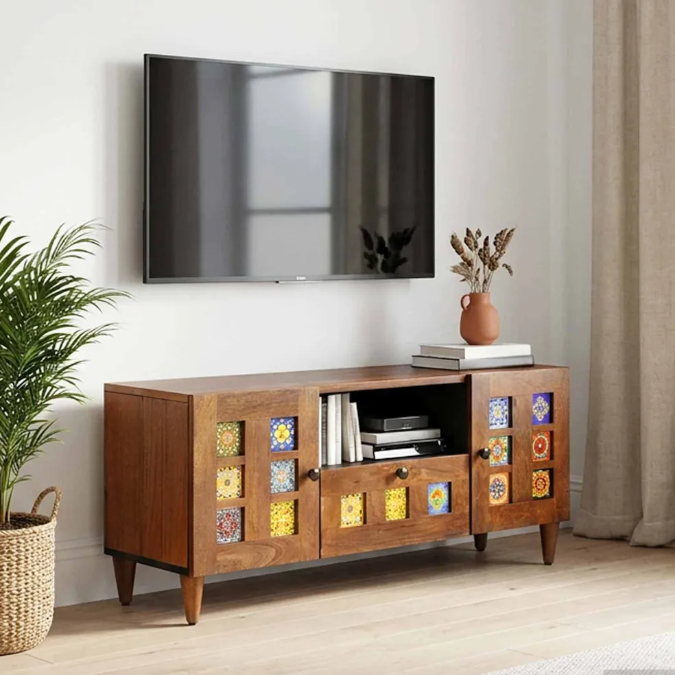 vidaXL TV-kast Walnotenhout 105 x 33 x 46 cm Massief Mango Hout