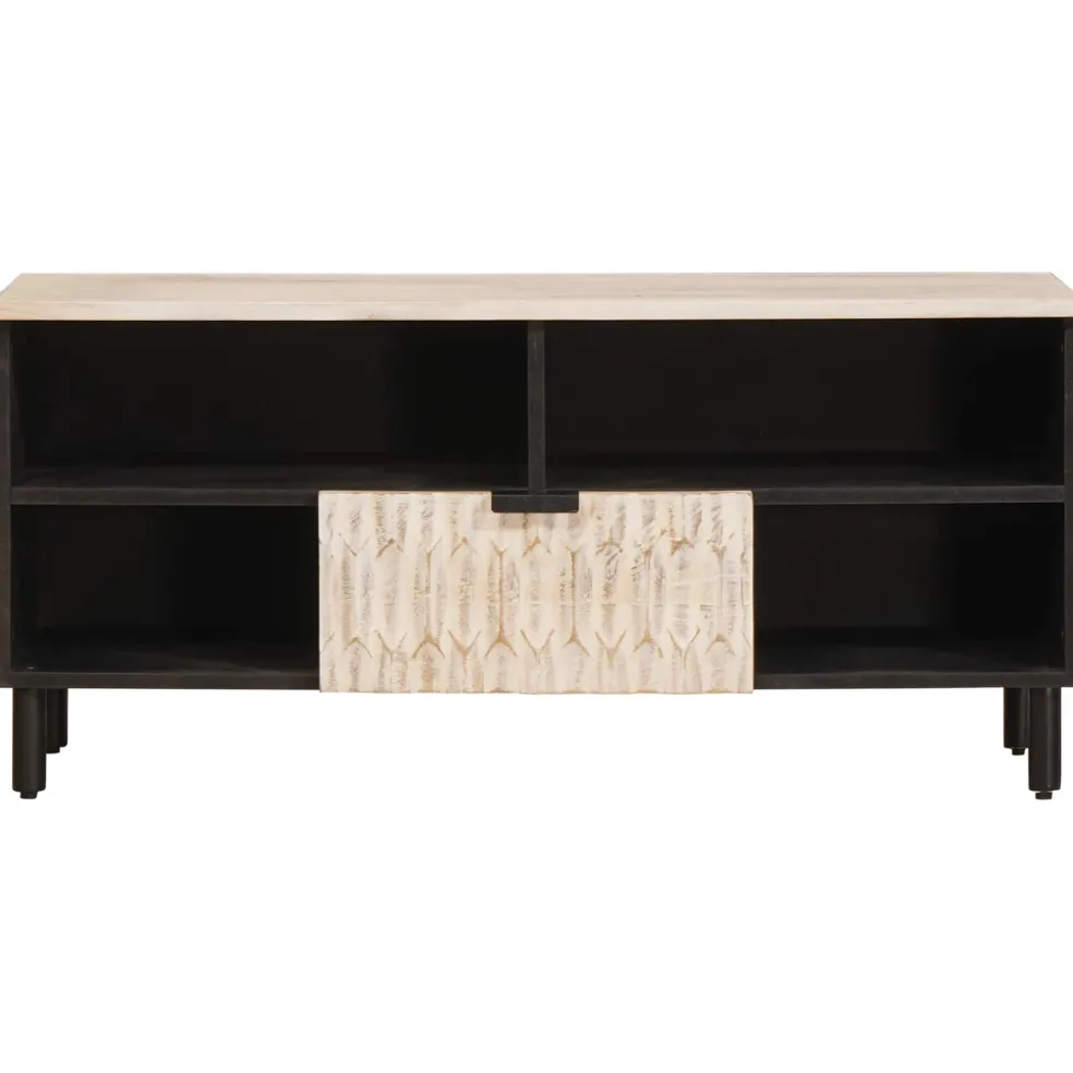 vidaXL TV-kast Witte Was Afwerking 100 x 33 x 46 cm Massief Mango Hout