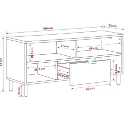 vidaXL TV-kast Witte Was Afwerking 100 x 33 x 46 cm Massief Mango Hout