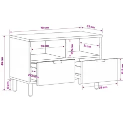 vidaXL TV-kast Witte Was Afwerking 70 x 33 x 46 cm Massief Mango Hout