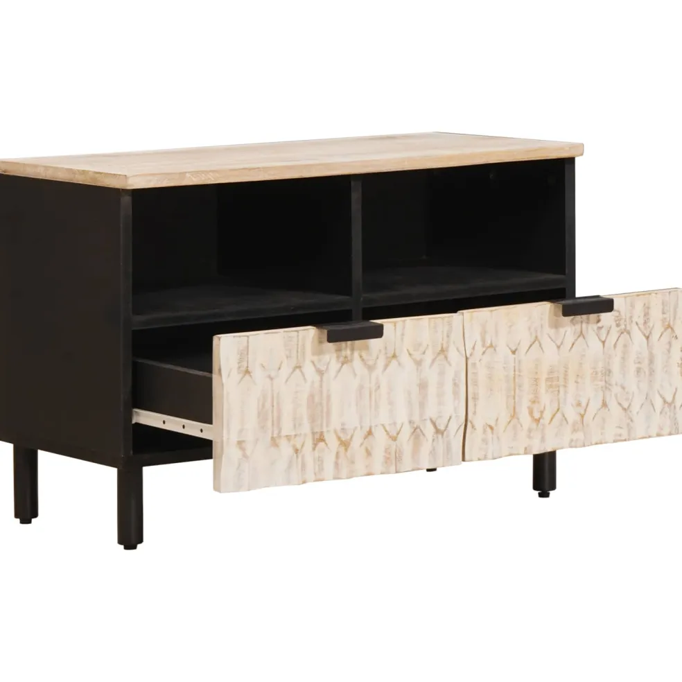 vidaXL TV-kast Witte Was Afwerking 70 x 33 x 46 cm Massief Mango Hout