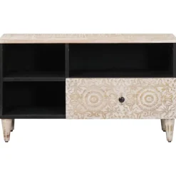 vidaXL TV-kast Wit 80 x 33,5 x 46 cm Massief Mango Hout