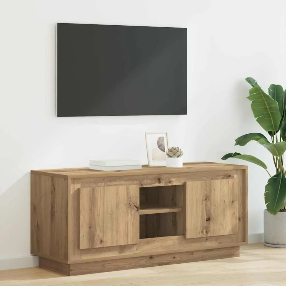 vidaXL TV-kast 102 x 35 x 45 cm Artisan Eiken Bewerkt hout
