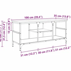 vidaXL TV-kast 100 x 35 x 45 cm Artisan Eiken Gemonteerd hout en ijzer