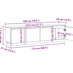 vidaXL TV-kast 180 x 38 x 49 cm Gerookt eiken Bewerkt hout