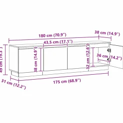 vidaXL TV-kast 180 x 38 x 49 cm Gerookt eiken Bewerkt hout