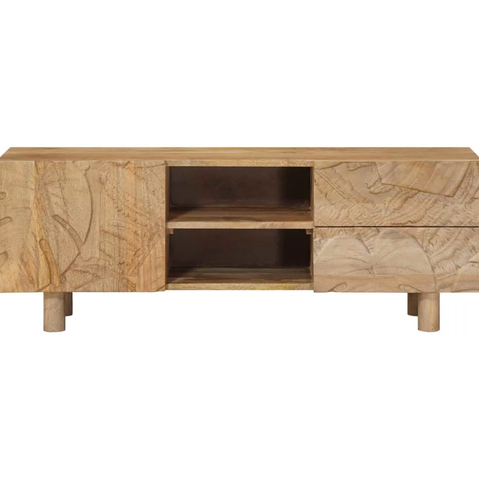 vidaXL TV-kast 110 x 30 x 40 cm Massief Mango Hout en Geengineerd Hout