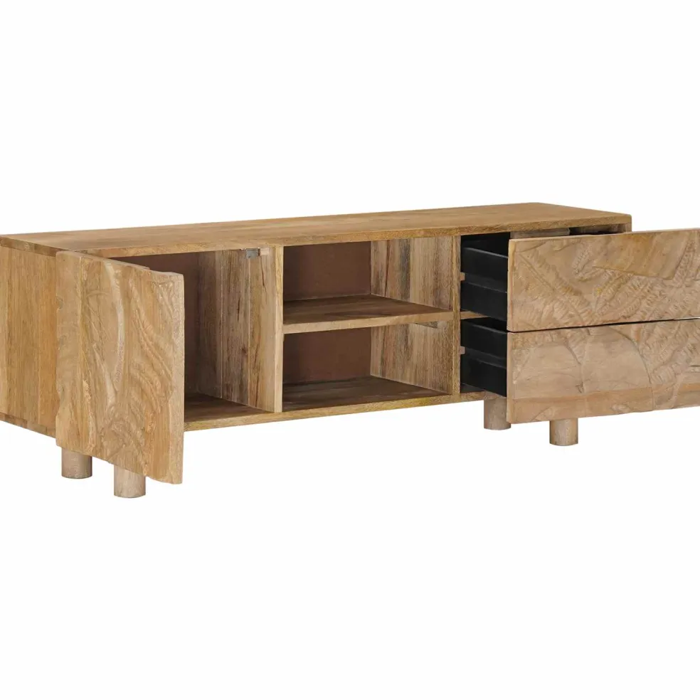 vidaXL TV-kast 110 x 30 x 40 cm Massief Mango Hout en Geengineerd Hout