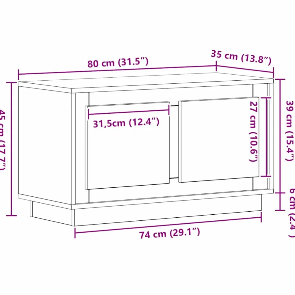 vidaXL TV-kast 80 x 35 x 45 cm Oud hout Bewerkt hout