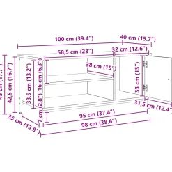 vidaXL TV-kast 100 x 40 x 45 cm Oud Hout Bewerkt hout