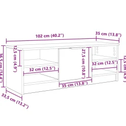 vidaXL TV-kast 102 x 35 x 36,5 cm Oud Hout Bewerkt hout